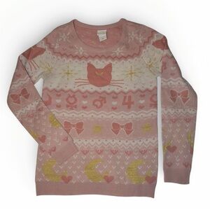 Sailor Moon Sweater Luna Cat Anime Comic Box Lunch Exclusive Pink, Size Small